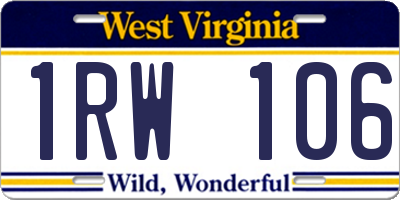 WV license plate 1RW106