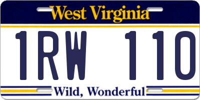 WV license plate 1RW110