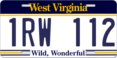 WV license plate 1RW112