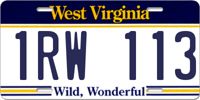 WV license plate 1RW113