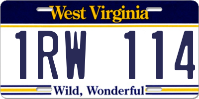 WV license plate 1RW114