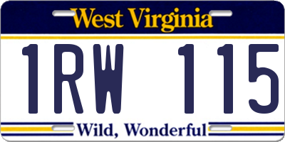 WV license plate 1RW115