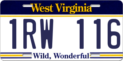 WV license plate 1RW116