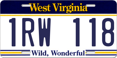 WV license plate 1RW118
