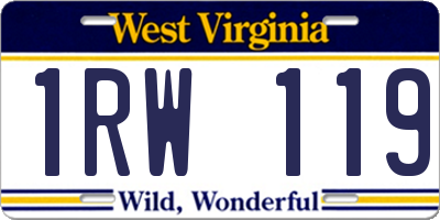 WV license plate 1RW119