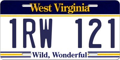 WV license plate 1RW121