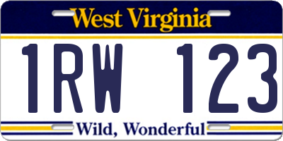 WV license plate 1RW123