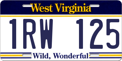 WV license plate 1RW125