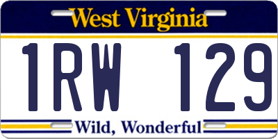 WV license plate 1RW129