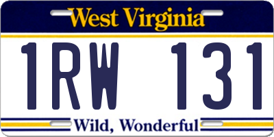 WV license plate 1RW131