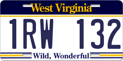WV license plate 1RW132