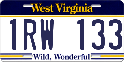 WV license plate 1RW133