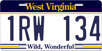 WV license plate 1RW134