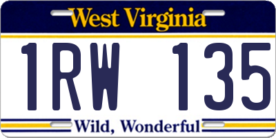 WV license plate 1RW135