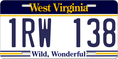 WV license plate 1RW138