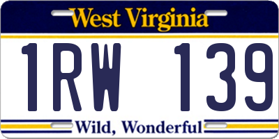 WV license plate 1RW139