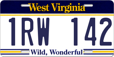WV license plate 1RW142