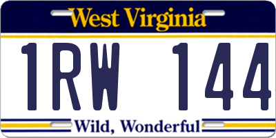 WV license plate 1RW144