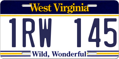 WV license plate 1RW145