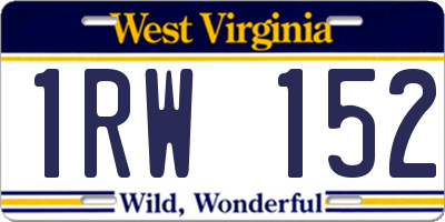 WV license plate 1RW152