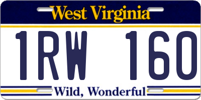 WV license plate 1RW160