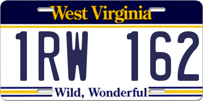 WV license plate 1RW162