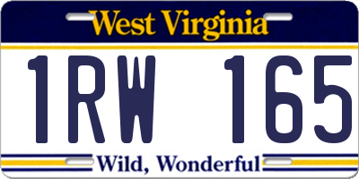 WV license plate 1RW165