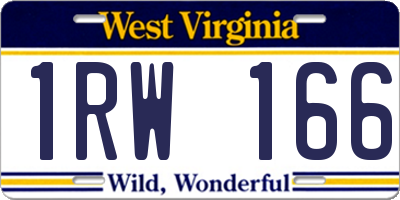 WV license plate 1RW166