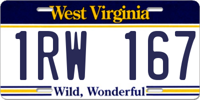 WV license plate 1RW167