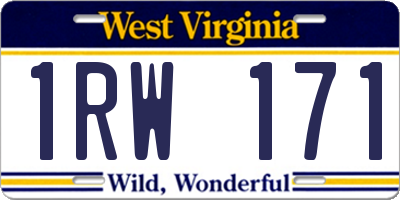 WV license plate 1RW171