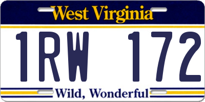 WV license plate 1RW172