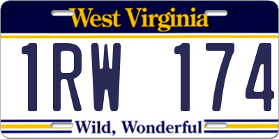 WV license plate 1RW174