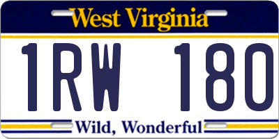 WV license plate 1RW180