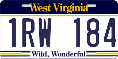 WV license plate 1RW184