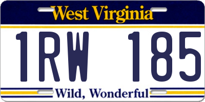 WV license plate 1RW185