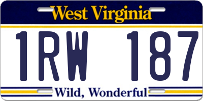 WV license plate 1RW187