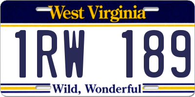 WV license plate 1RW189