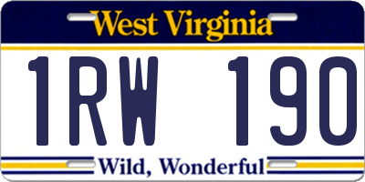 WV license plate 1RW190