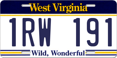 WV license plate 1RW191
