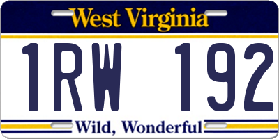 WV license plate 1RW192