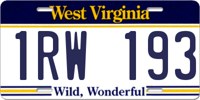 WV license plate 1RW193
