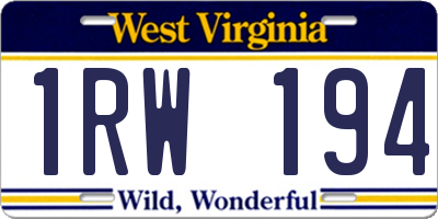 WV license plate 1RW194