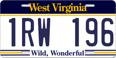 WV license plate 1RW196