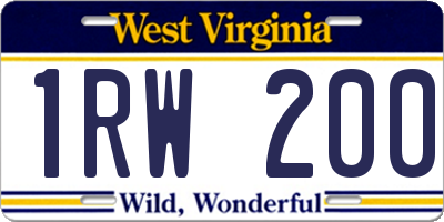 WV license plate 1RW200