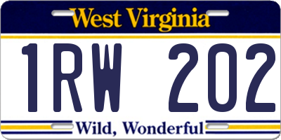 WV license plate 1RW202
