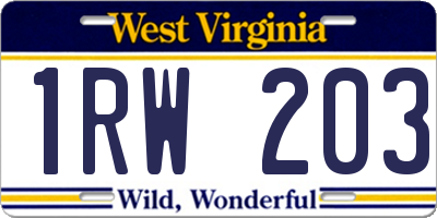 WV license plate 1RW203