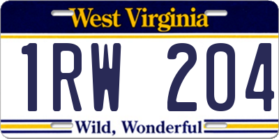 WV license plate 1RW204