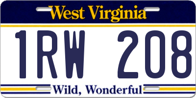 WV license plate 1RW208