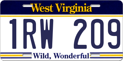 WV license plate 1RW209