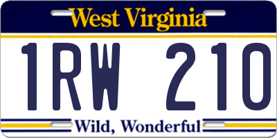 WV license plate 1RW210